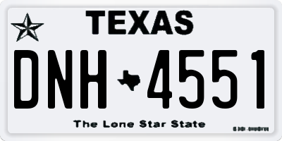 TX license plate DNH4551