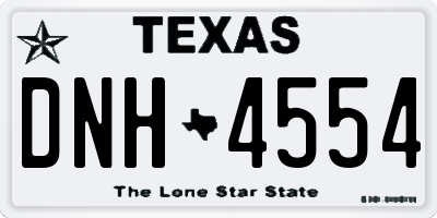 TX license plate DNH4554