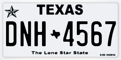 TX license plate DNH4567