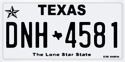 TX license plate DNH4581
