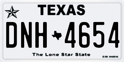 TX license plate DNH4654