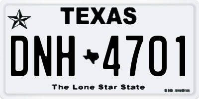 TX license plate DNH4701