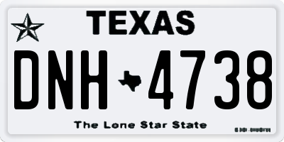 TX license plate DNH4738