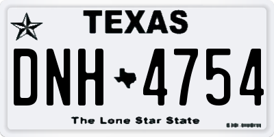 TX license plate DNH4754