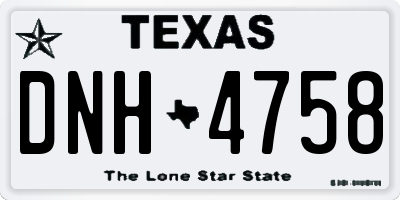 TX license plate DNH4758