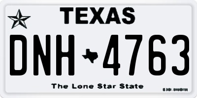 TX license plate DNH4763