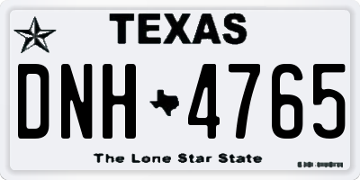 TX license plate DNH4765