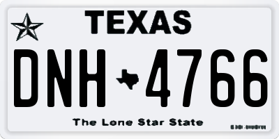 TX license plate DNH4766