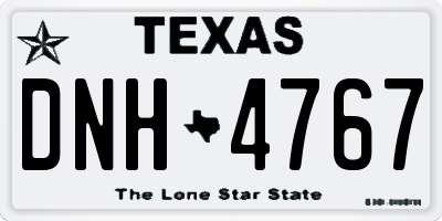 TX license plate DNH4767