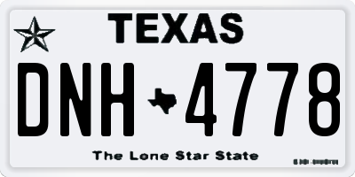 TX license plate DNH4778