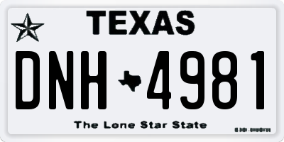 TX license plate DNH4981