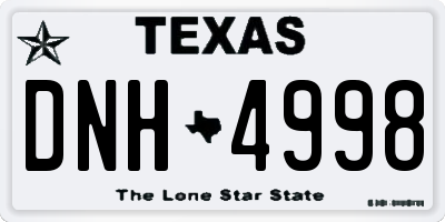 TX license plate DNH4998