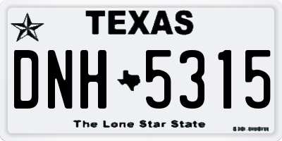TX license plate DNH5315