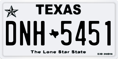 TX license plate DNH5451
