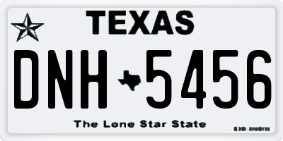 TX license plate DNH5456