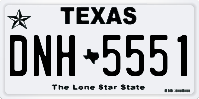 TX license plate DNH5551