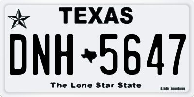 TX license plate DNH5647