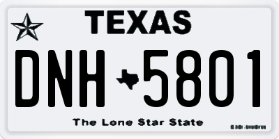 TX license plate DNH5801