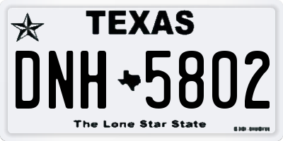 TX license plate DNH5802