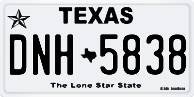 TX license plate DNH5838