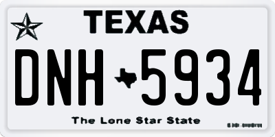 TX license plate DNH5934