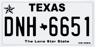 TX license plate DNH6651