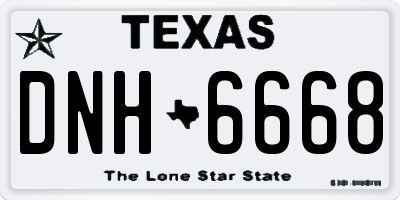 TX license plate DNH6668