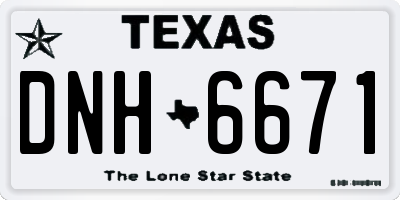 TX license plate DNH6671