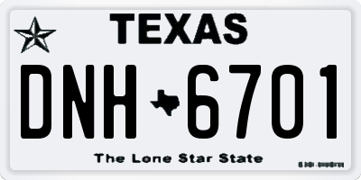 TX license plate DNH6701