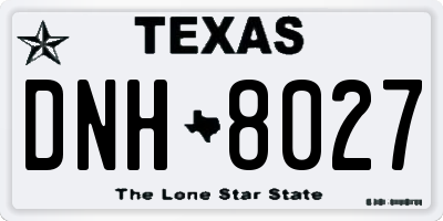 TX license plate DNH8027