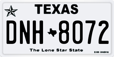 TX license plate DNH8072