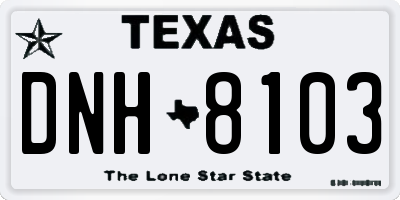 TX license plate DNH8103