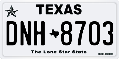 TX license plate DNH8703
