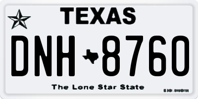 TX license plate DNH8760