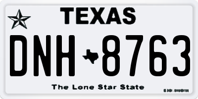 TX license plate DNH8763