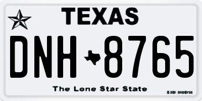 TX license plate DNH8765