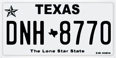 TX license plate DNH8770