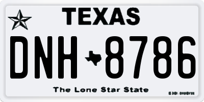 TX license plate DNH8786