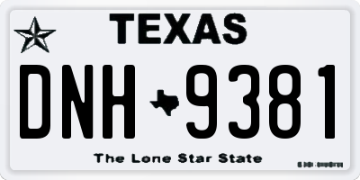 TX license plate DNH9381