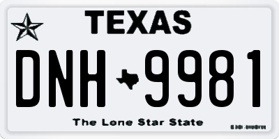 TX license plate DNH9981