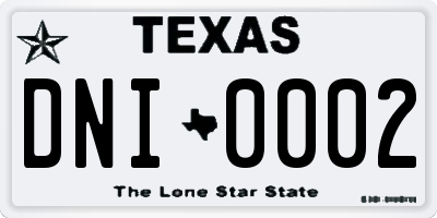 TX license plate DNI0002