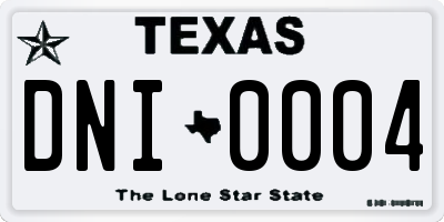 TX license plate DNI0004