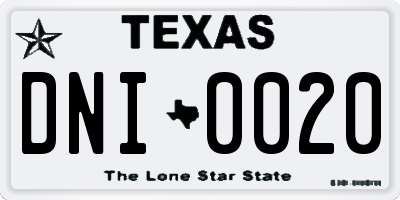 TX license plate DNI0020