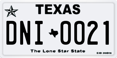 TX license plate DNI0021