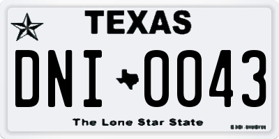 TX license plate DNI0043