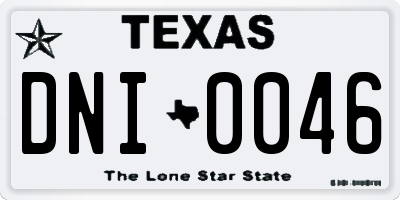 TX license plate DNI0046