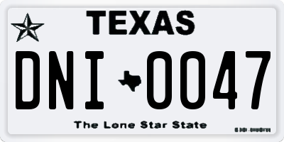 TX license plate DNI0047