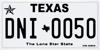 TX license plate DNI0050