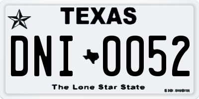 TX license plate DNI0052
