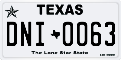 TX license plate DNI0063
